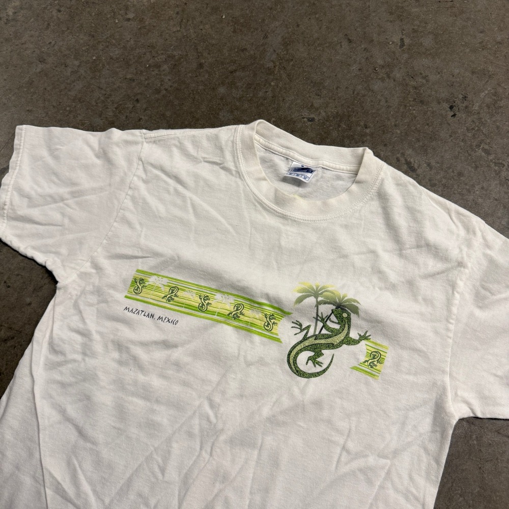 Yazbek Mazatlan Mexico Lizard Graphic T-Shirt Mens Medium Y2k Vintage Style